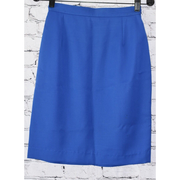 Vintage Valentino Studio Designer Royal Blue Wool Pencil Skirt 40/6 - Picture 1 of 6